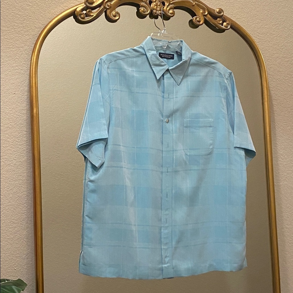 Roundtree & Yorke Blue Casual Button Down Shirt Size XL